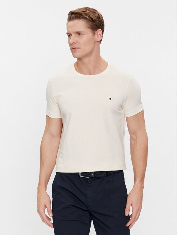 Tommy Hilfiger Tommy Hilfiger Majica Stretch Slim Fit Tee MW0MW10800 Bež Slim Fit