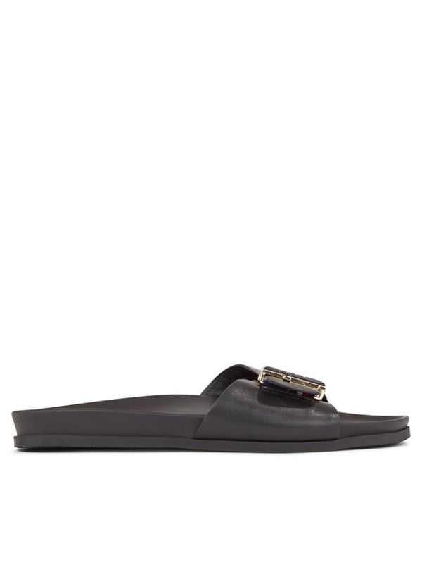 Tommy Hilfiger Tommy Hilfiger Natikači Th Hardware Leather Flat Sandal FW0FW07940 Črna