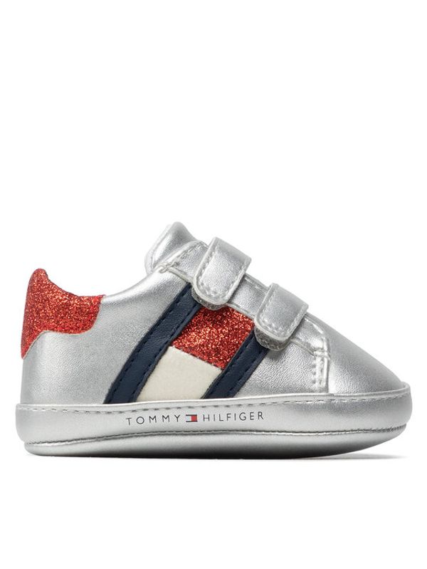 Tommy Hilfiger Tommy Hilfiger Nizki čevlji Velcro Shoe Silver T0A4-32110-1070 Srebrna