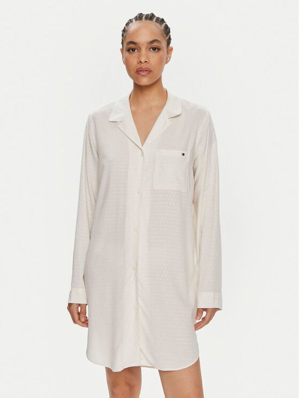 Tommy Hilfiger Tommy Hilfiger Nočna srajca UW0UW05234 Écru Relaxed Fit