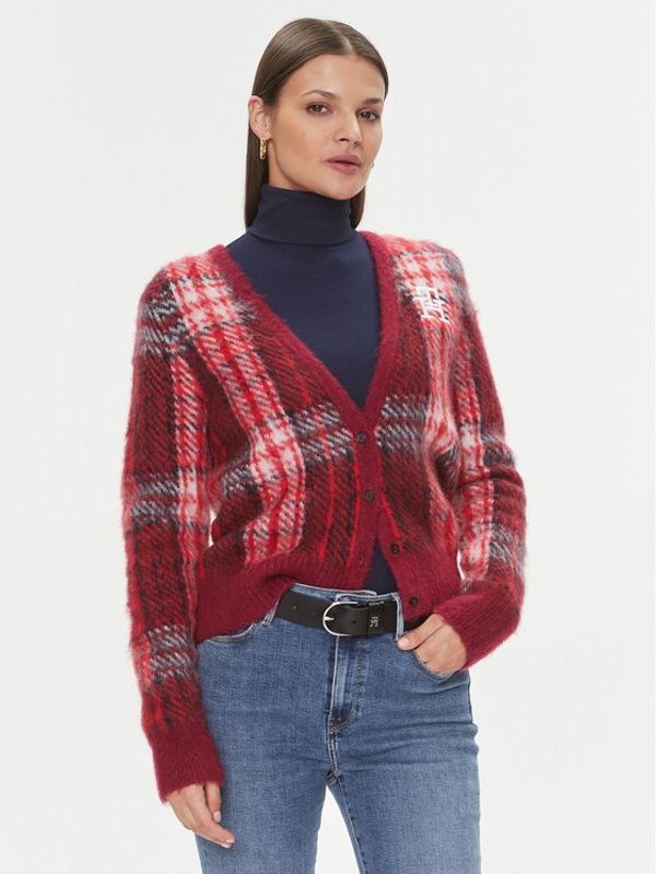 Tommy Hilfiger Tommy Hilfiger Pletena jopica Tartan WW0WW40129 Rdeča Regular Fit