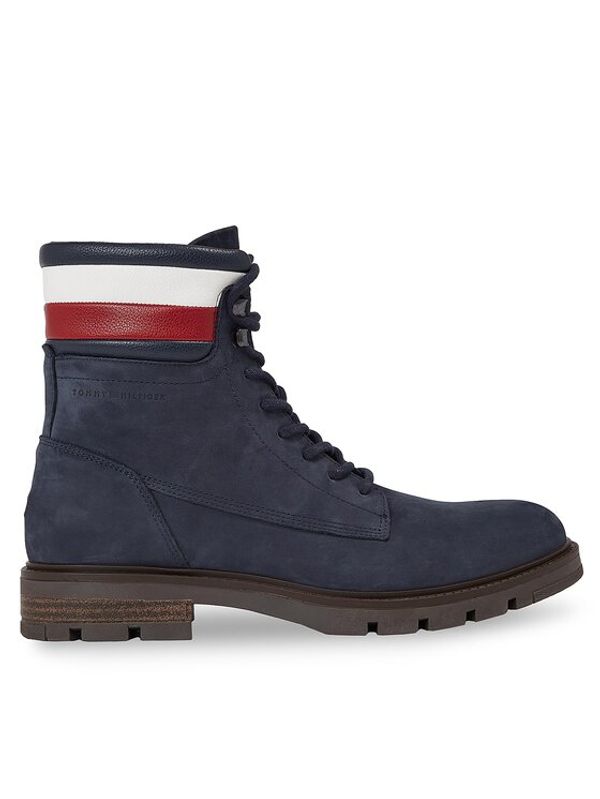 Tommy Hilfiger Tommy Hilfiger Pohodni čevlji Corporate Hilfiger Nubuck Boot FM0FM04801 Modra