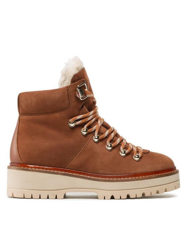 Tommy Hilfiger Tommy Hilfiger Pohodni čevlji Leather Outdoor Flat Boot FW0FW06822 Rjava