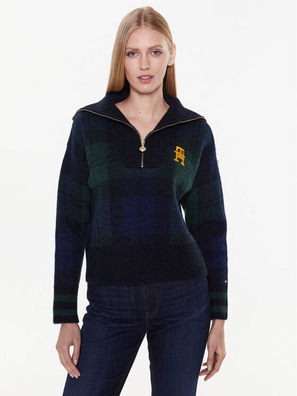 Tommy Hilfiger Tommy Hilfiger Pulover Tartan WW0WW38265 Mornarsko modra Regular Fit