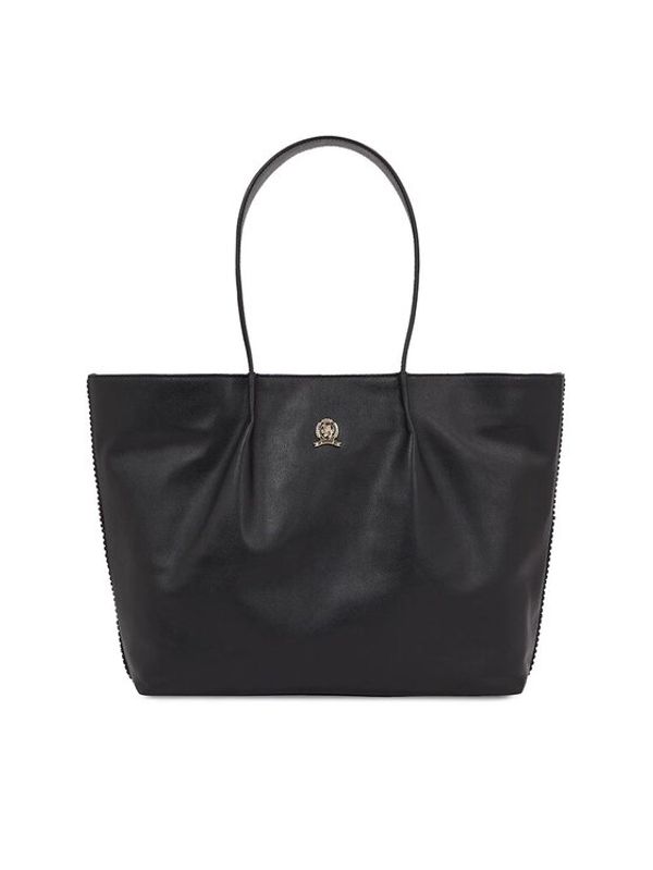 Tommy Hilfiger Tommy Hilfiger Ročna torba Crest Leather Tote AW0AW15230 Črna