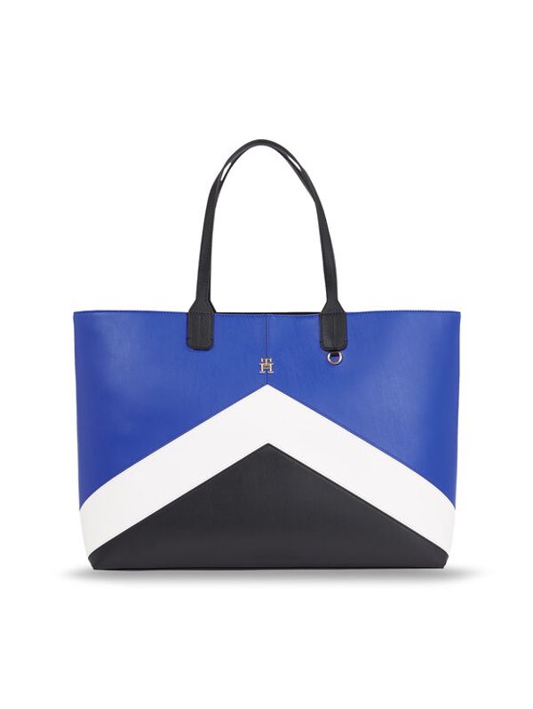 Tommy Hilfiger Tommy Hilfiger Ročna torba Iconic Tommy Tote Chevron AW0AW15204 Modra