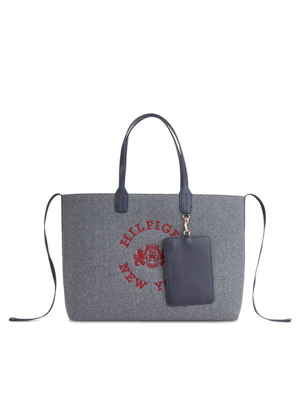 Tommy Hilfiger Tommy Hilfiger Ročna torba Iconic Tommy Tote Wool Logo AW0AW15576 Siva