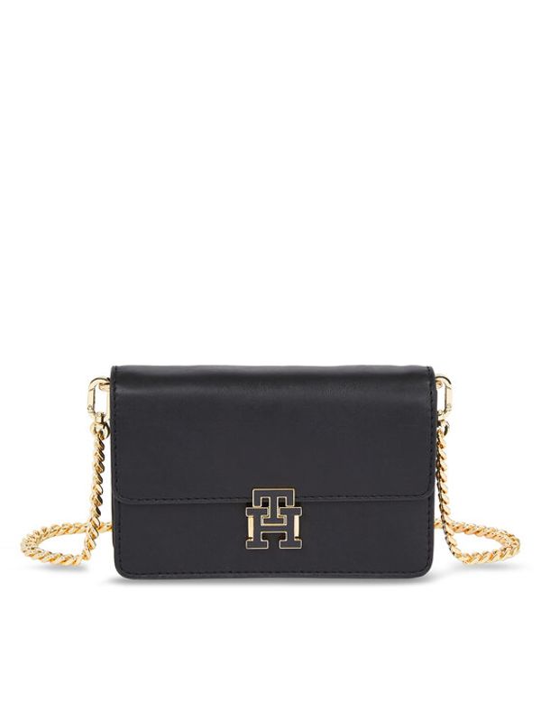 Tommy Hilfiger Tommy Hilfiger Ročna torba Pushlock Leather Small Crossover AW0AW15227 Črna