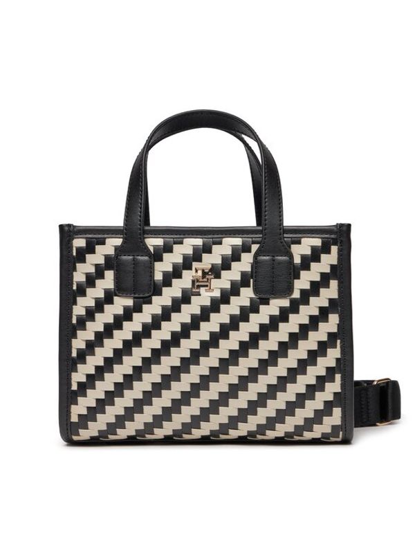 Tommy Hilfiger Tommy Hilfiger Ročna torba Th City Small Tote Woven AW0AW16086 Črna