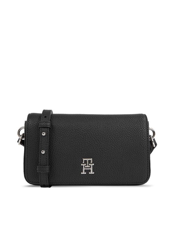 Tommy Hilfiger Tommy Hilfiger Ročna torba Th Emblem Flap Crossover AW0AW15180 Črna