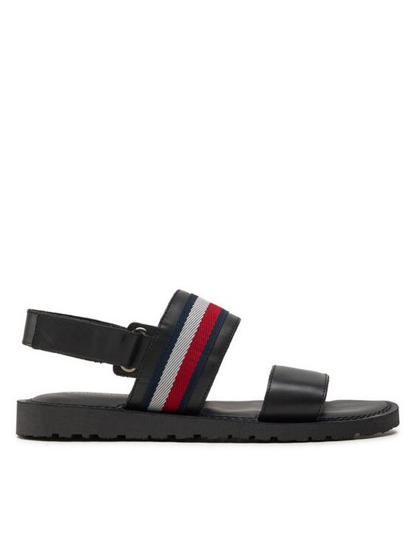 Tommy Hilfiger Tommy Hilfiger Sandali Core Hilfiger Lth Strappy Sandal FM0FM05009 Črna