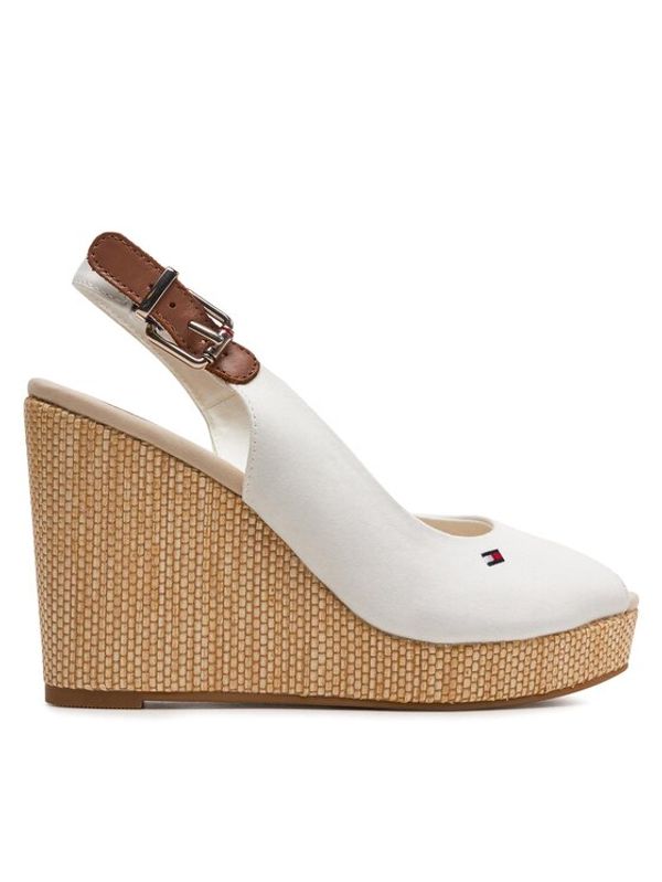 Tommy Hilfiger Tommy Hilfiger Sandali Iconic Elena Sling Back Wedge FW0FW04789 Écru