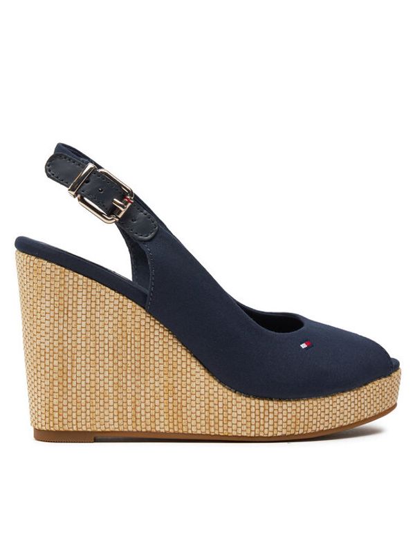 Tommy Hilfiger Tommy Hilfiger Sandali Iconic Elena Sling Back Wedge FW0FW04789 Mornarsko modra