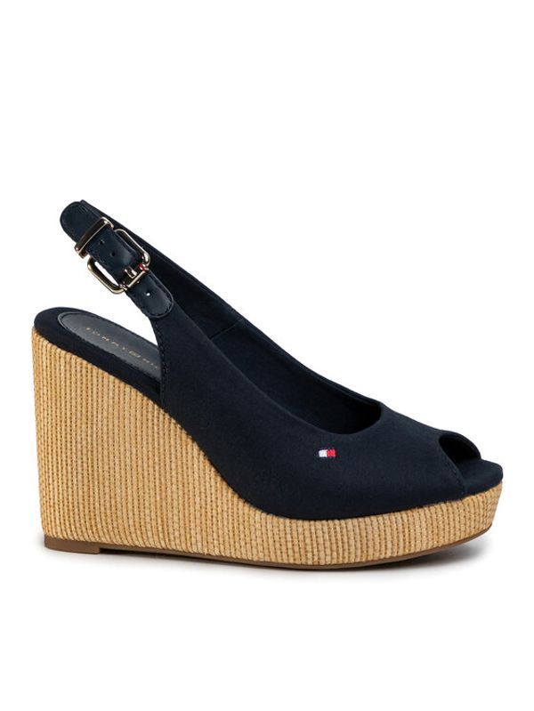 Tommy Hilfiger Tommy Hilfiger Sandali Iconic Elena Sling Back Wedge FW0FW04789 Mornarsko modra