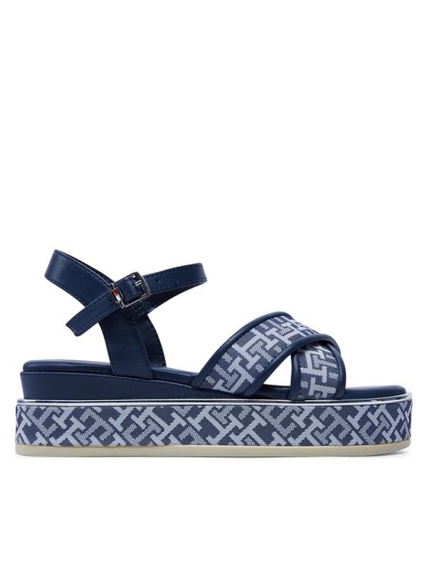 Tommy Hilfiger Tommy Hilfiger Sandali Logo Oll Over Platform Sandal T3A2-33256-0325 M Mornarsko modra