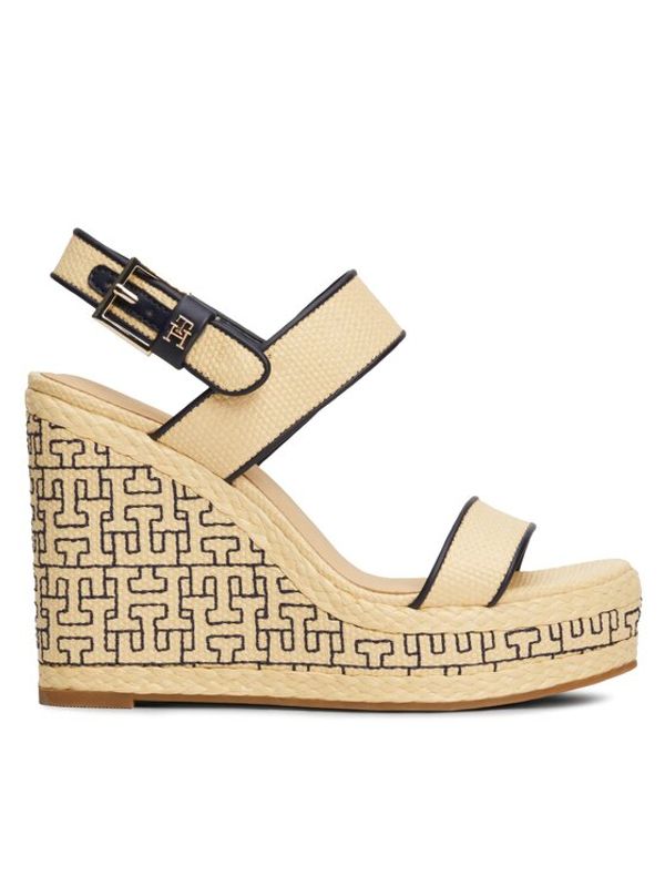 Tommy Hilfiger Tommy Hilfiger Sandali Platform Th Mono Rafia Wedge FW0FW08052 Bež