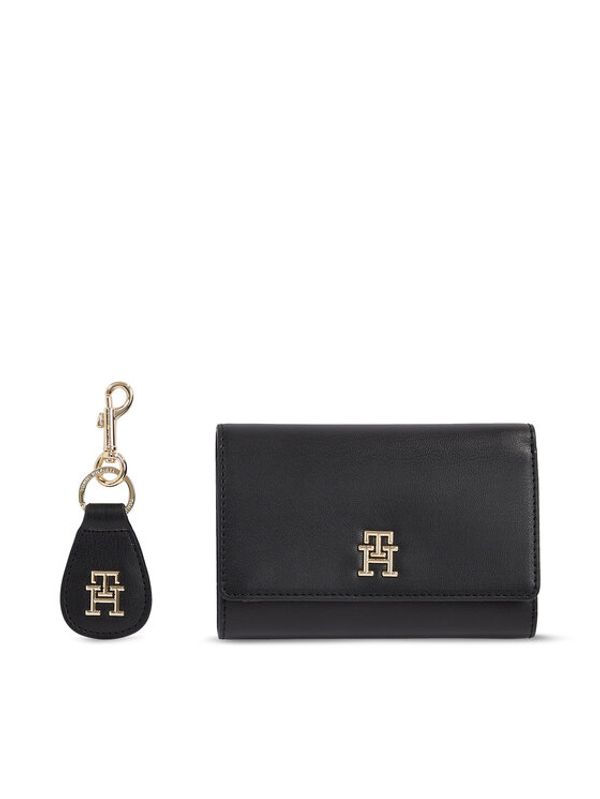 Tommy Hilfiger Tommy Hilfiger Set denarnica in obesek za ključe Med Flap Wallet W Keyfob AW0AW15663BDS Črna