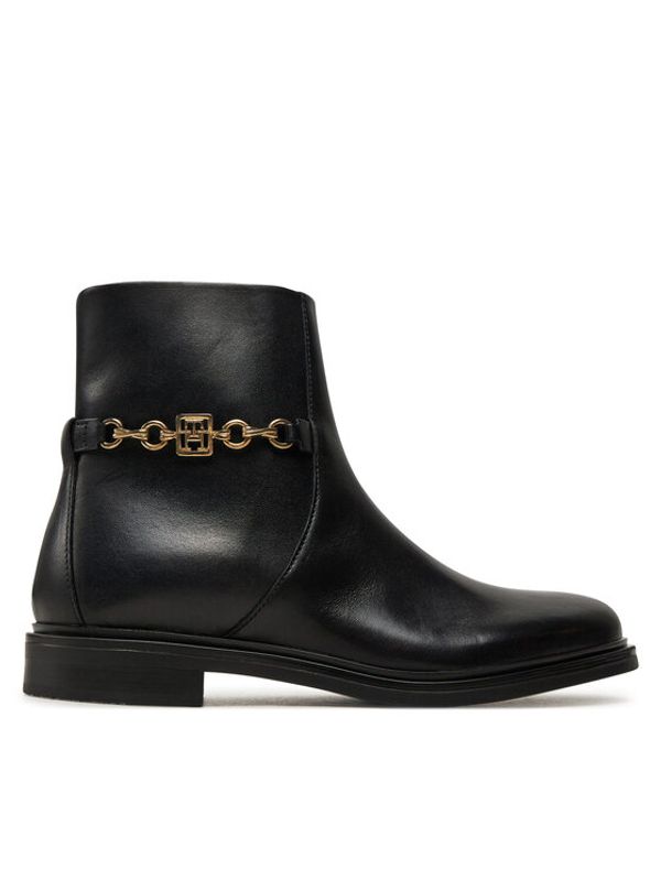 Tommy Hilfiger Tommy Hilfiger Škornji Th Chain Leather Low Bootie FW0FW08251 Črna