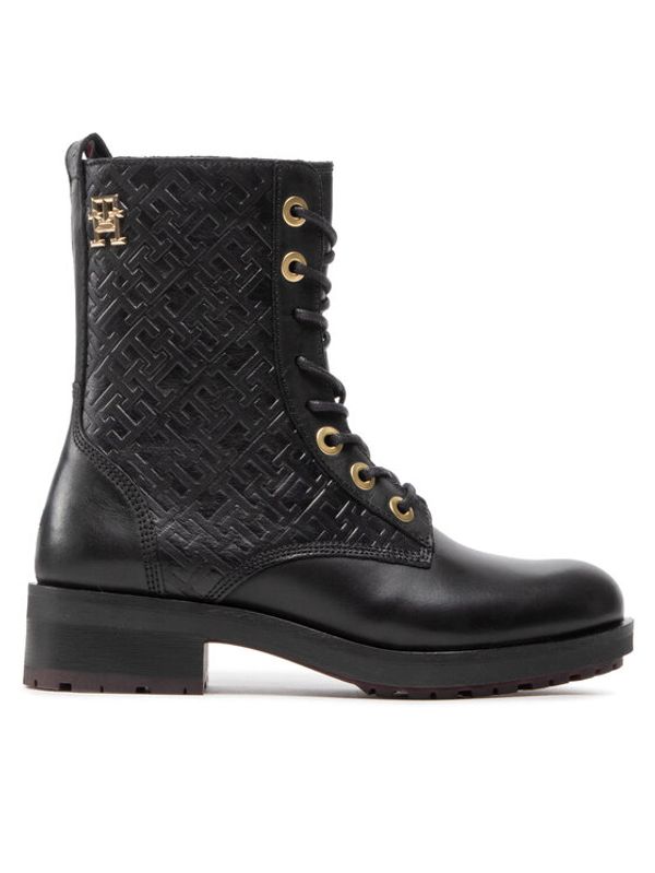 Tommy Hilfiger Tommy Hilfiger Škornji Th Monogram Biker Boot FW0FW06817 Črna