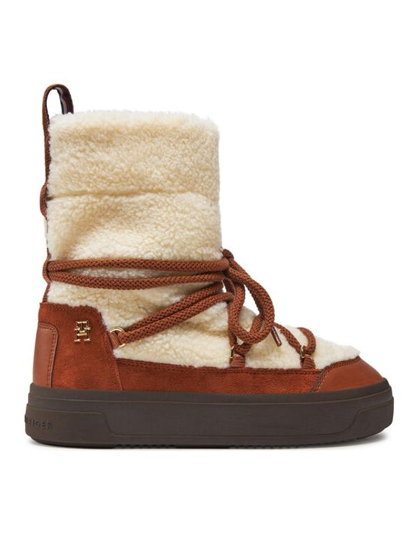 Tommy Hilfiger Tommy Hilfiger Škornji za sneg Lace-Up Faux Shearling Snowboot FW0FW08252 Bež