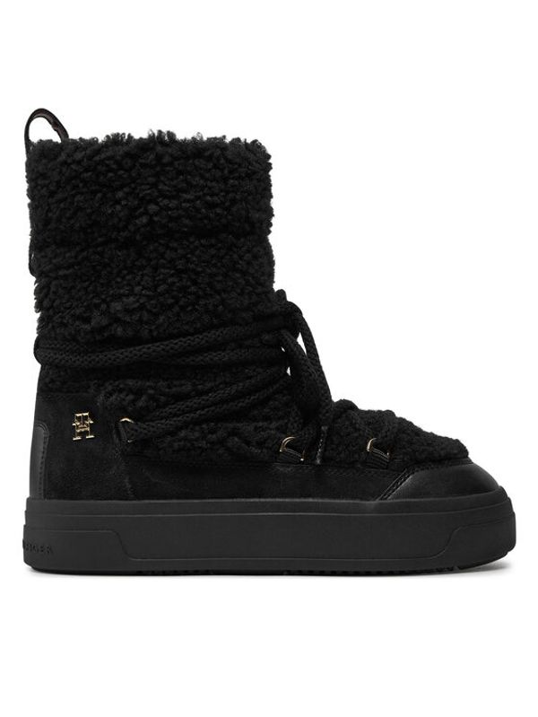 Tommy Hilfiger Tommy Hilfiger Škornji za sneg Lace-Up Faux Shearling Snowboot FW0FW08252 Črna