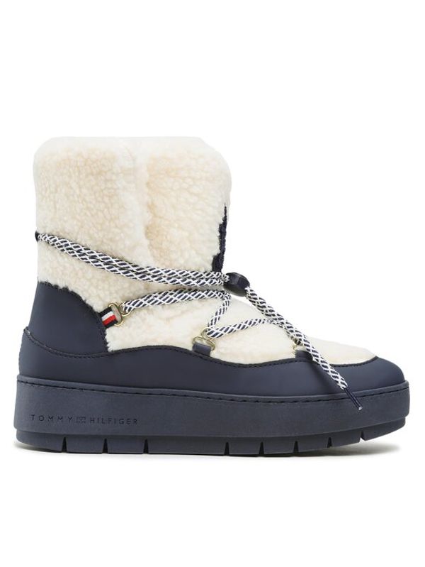 Tommy Hilfiger Tommy Hilfiger Škornji za sneg Th Faux Fur Snow Bootie FW0FW06850 Écru