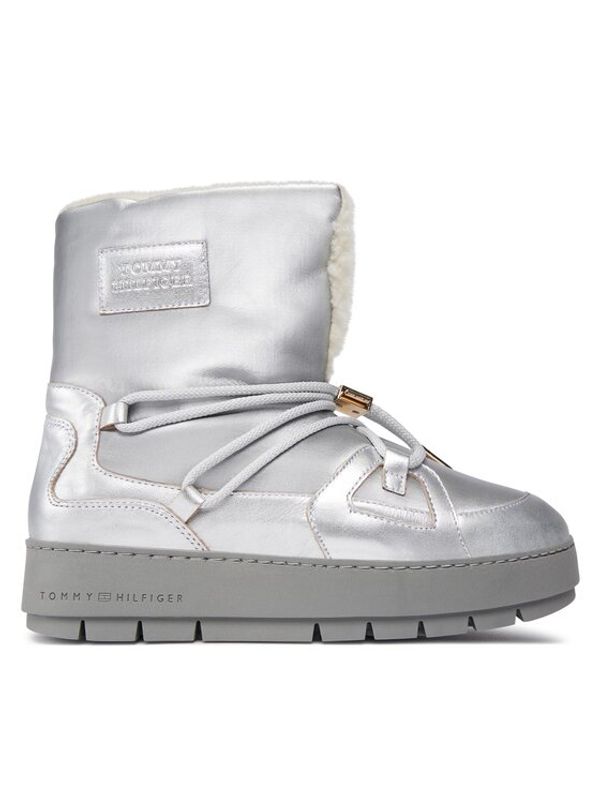 Tommy Hilfiger Tommy Hilfiger Škornji za sneg Tommy Essential Silver Snowboot FW0FW07506 Siva