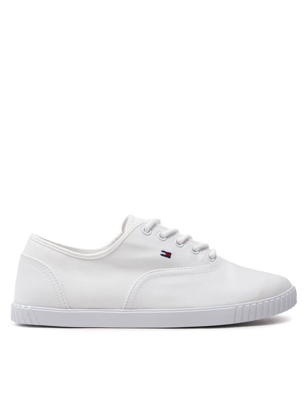 Tommy Hilfiger Tommy Hilfiger Tenis superge Canvas Lace Up Sneaker FW0FW07805 Bela
