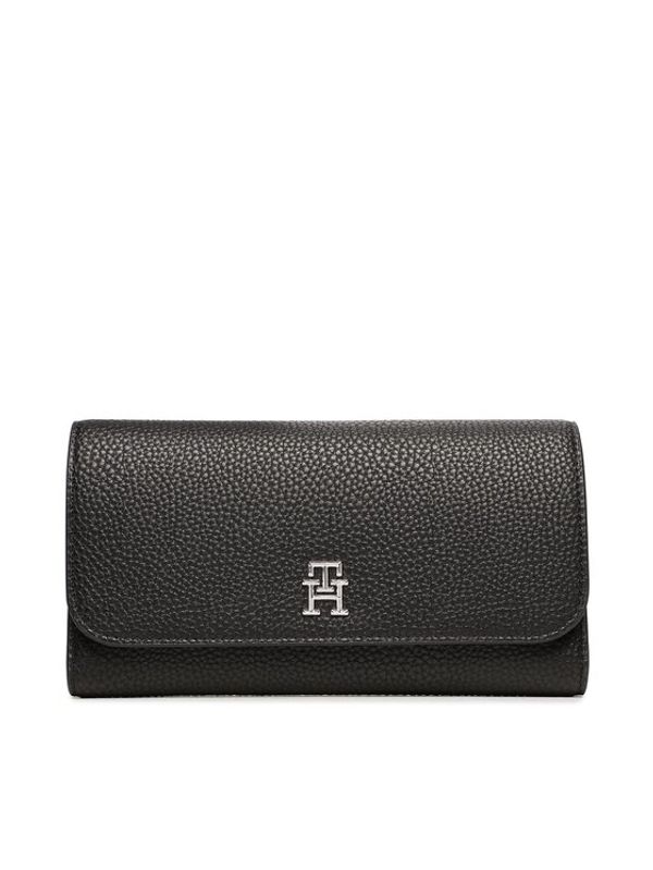 Tommy Hilfiger Tommy Hilfiger Velika ženska denarnica Th Emblem Large Flap Wallet AW0AW14888 Črna