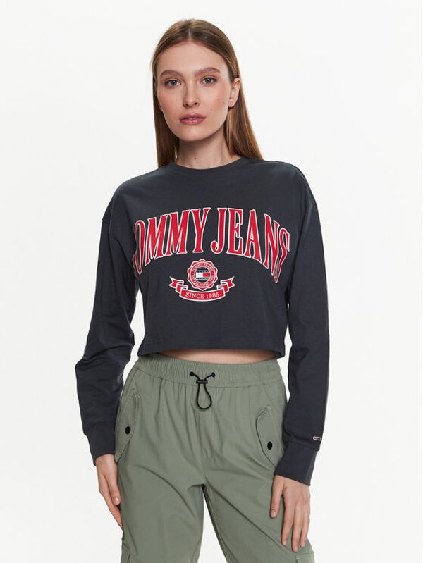 Tommy Jeans Tommy Jeans Bluza Collegiate DW0DW15575 Siva Cropped Fit