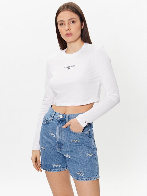 Tommy Jeans Tommy Jeans Bluza Essential Logo DW0DW15443 Bela Cropped Fit