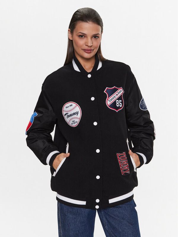 Tommy Jeans Tommy Jeans Bomber jakna Letterman DW0DW14940 Črna Oversize