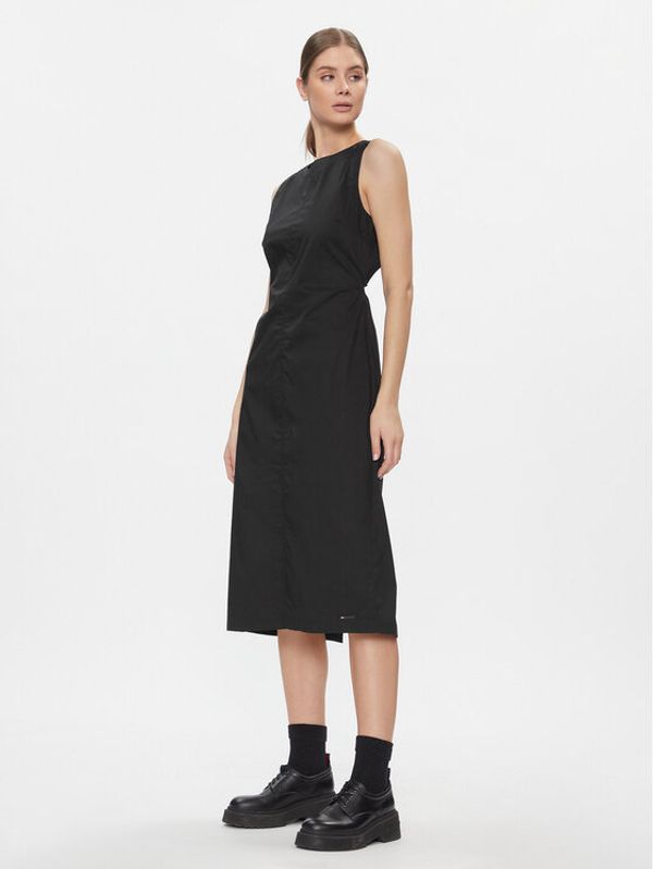 Tommy Jeans Tommy Jeans Cocktail obleka Tjw Open Back Cotton Midi Dress DW0DW17431 Črna Slim Fit