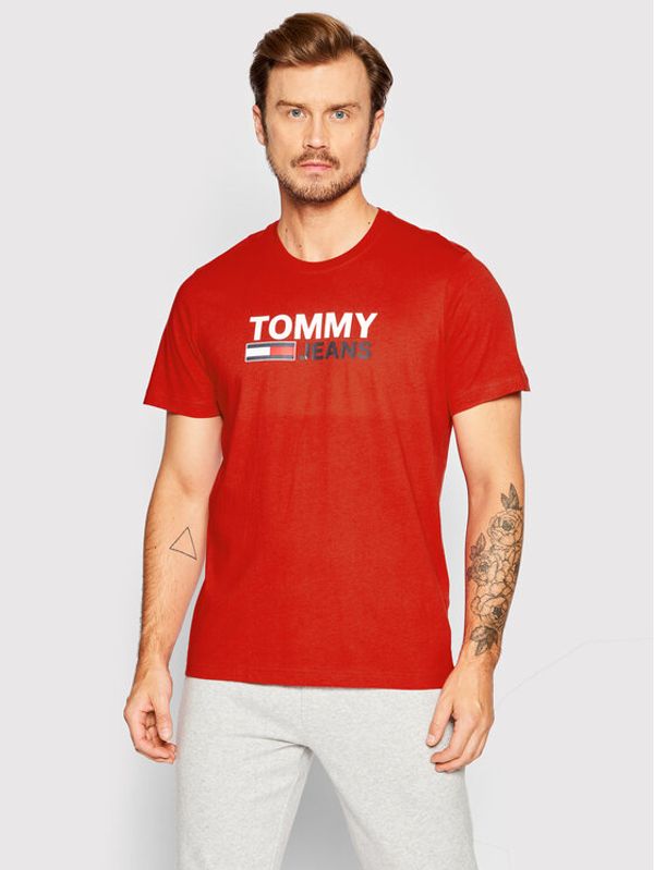 Tommy Jeans Tommy Jeans Majica Corp Logo DM0DM15379 Rdeča Regular Fit