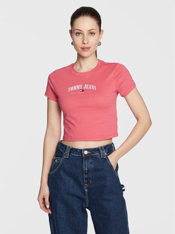 Tommy Jeans Tommy Jeans Majica Essential Logo DW0DW14910 Roza Cropped Fit