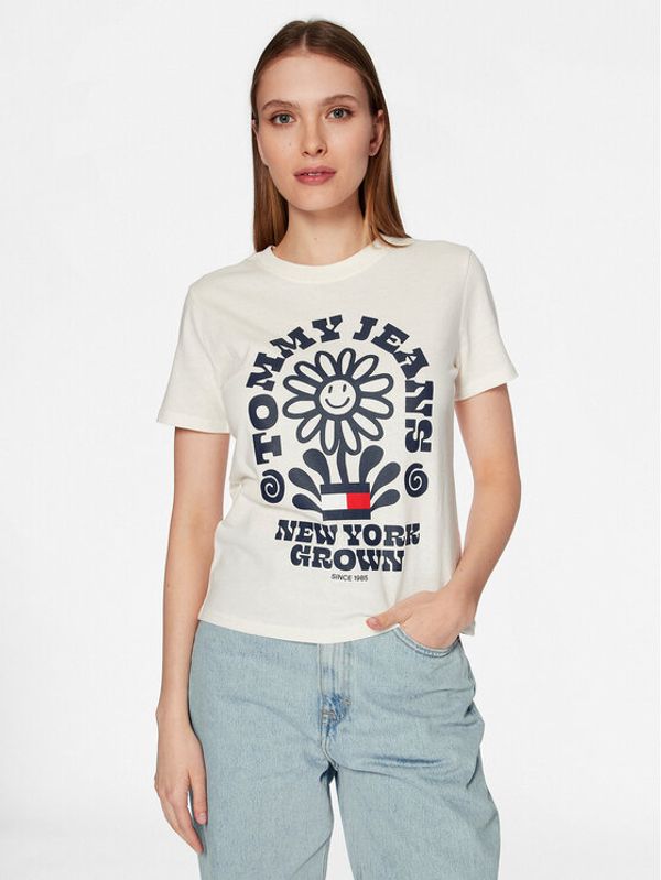 Tommy Jeans Tommy Jeans Majica Homegrown DW0DW15471 Écru Regular Fit