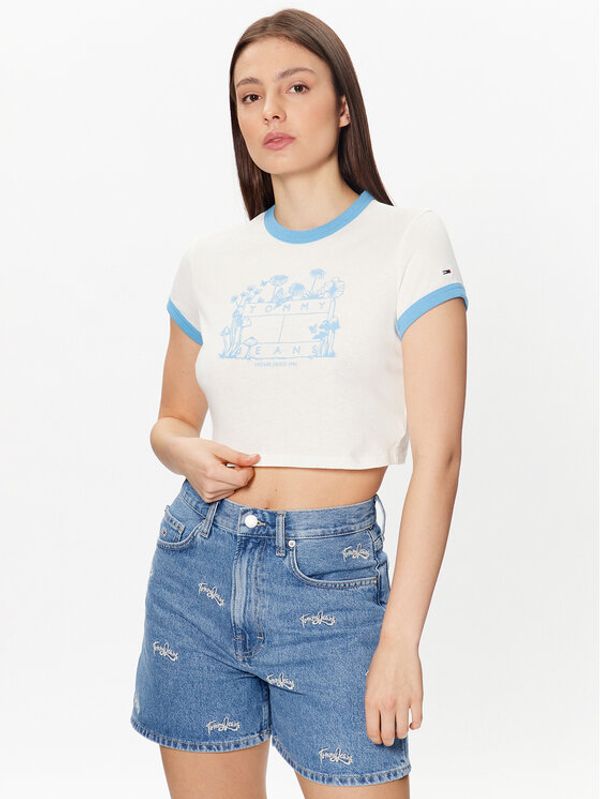 Tommy Jeans Tommy Jeans Majica Homegrown DW0DW15478 Bela Cropped Fit