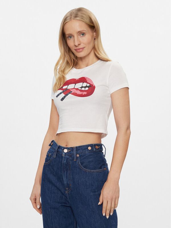 Tommy Jeans Tommy Jeans Majica Lips DW0DW17373 Bela Slim Fit