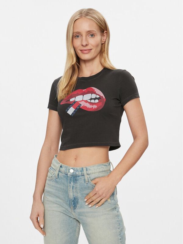 Tommy Jeans Tommy Jeans Majica Lips DW0DW17373 Črna Slim Fit