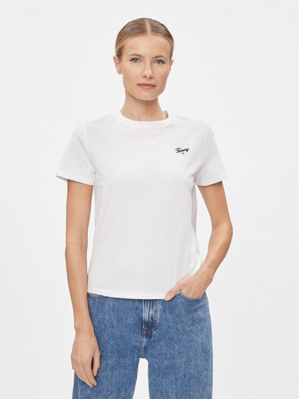 Tommy Jeans Tommy Jeans Majica Script DW0DW17367 Bela Regular Fit