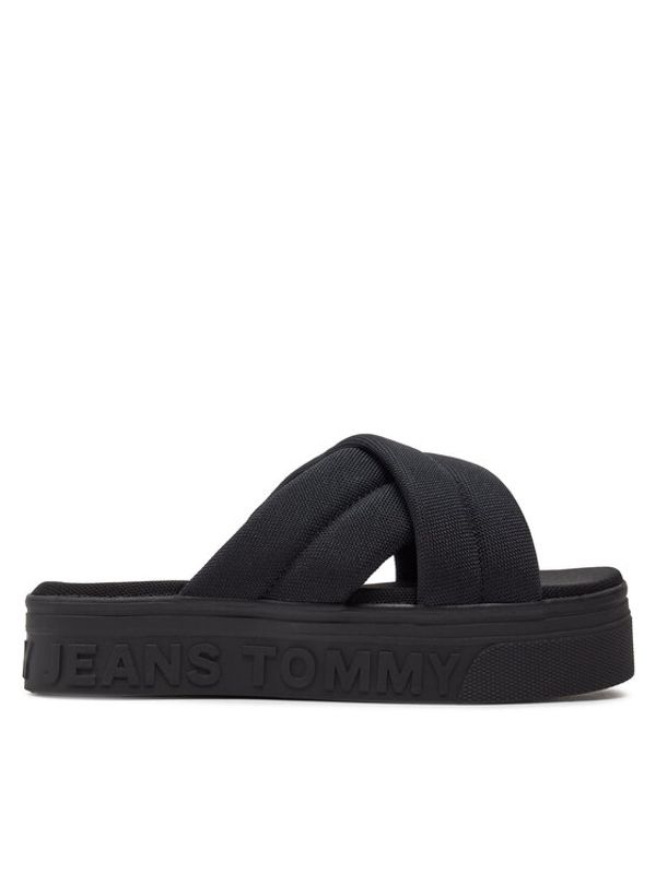 Tommy Jeans Tommy Jeans Natikači Tjw Lettering Flatform Sandal EN0EN02465 Črna