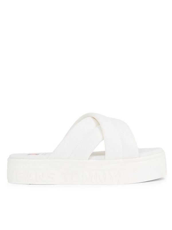 Tommy Jeans Tommy Jeans Natikači Tjw Lettering Flatform Sandal EN0EN02465 Écru