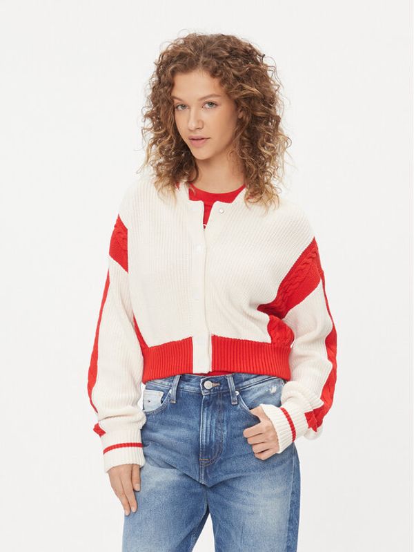 Tommy Jeans Tommy Jeans Pletena jopica Archive DW0DW15856 Écru Regular Fit