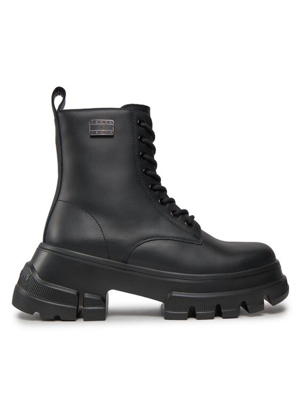 Tommy Jeans Tommy Jeans Pohodni čevlji Tjw Chunky Leather Boot EN0EN02503 Črna