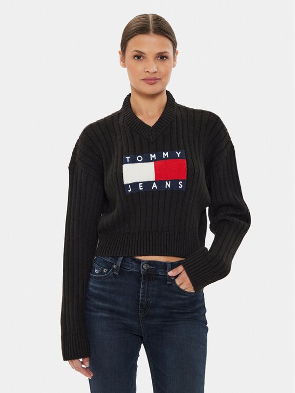 Tommy Jeans Tommy Jeans Pulover Center Flag DW0DW18528 Črna Relaxed Fit