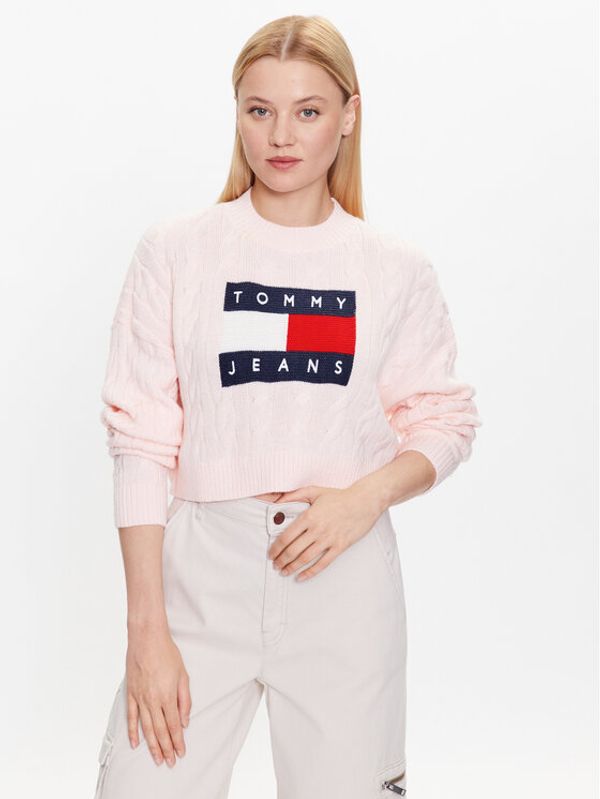 Tommy Jeans Tommy Jeans Pulover DW0DW14261 Roza Regular Fit