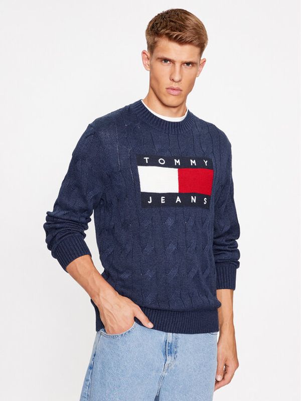 Tommy Jeans Tommy Jeans Pulover Flag DM0DM17762 Mornarsko modra Relaxed Fit