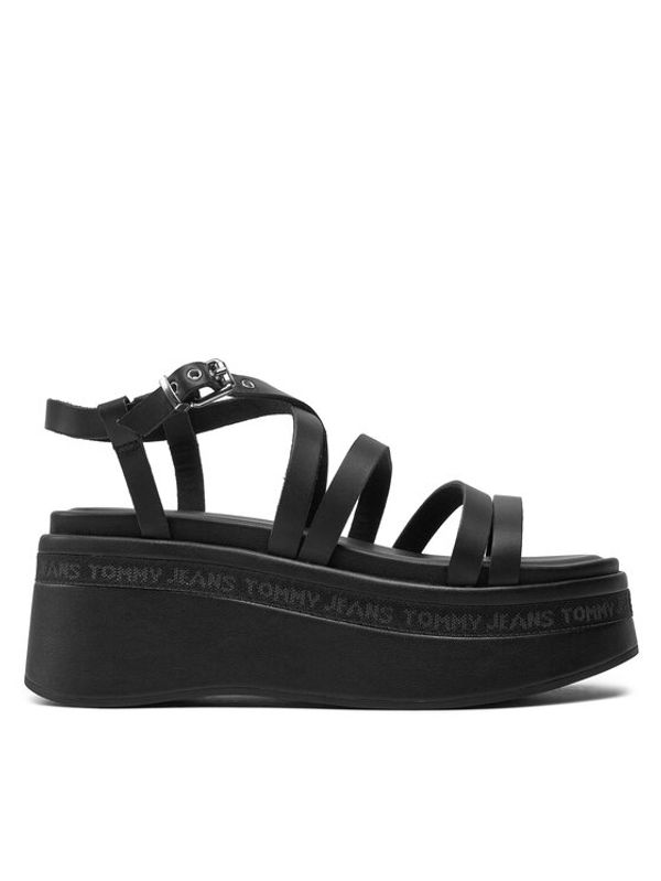 Tommy Jeans Tommy Jeans Sandali Tjw Strappy Wedge Sandal EN0EN02516 Črna