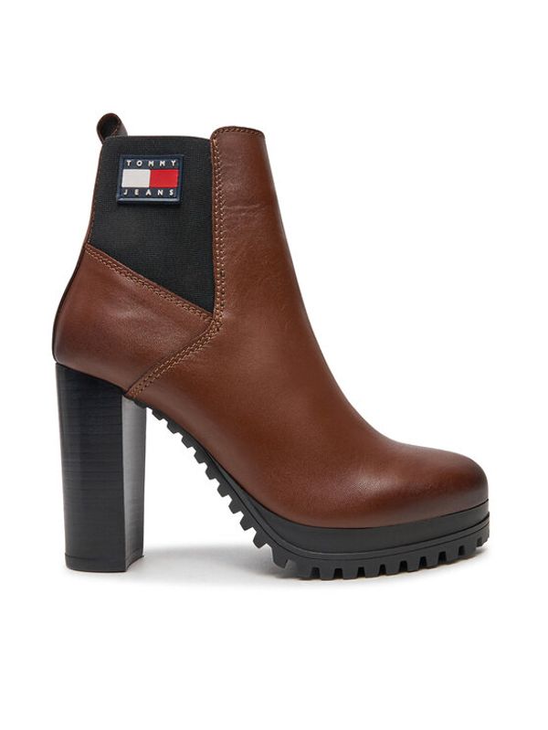 Tommy Jeans Tommy Jeans Škornji Tjw New Ess High Heel Boot EN0EN02439 Rjava