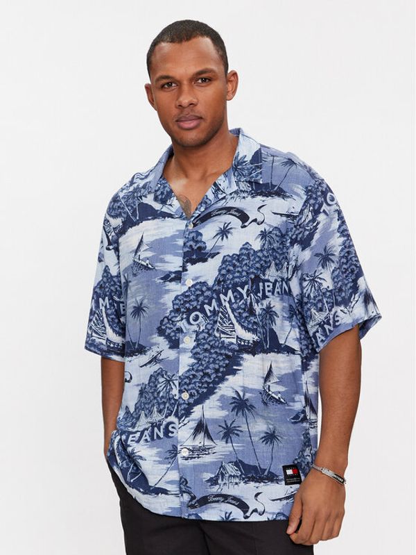 Tommy Jeans Tommy Jeans Srajca Hawaiian Camp DM0DM18950 Modra Relaxed Fit